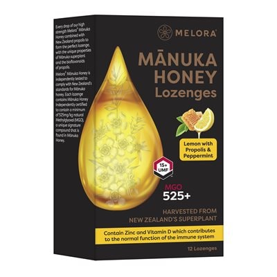 Manuka & Propolis Lozenges Lemon&Peppermint 12st - Melora
