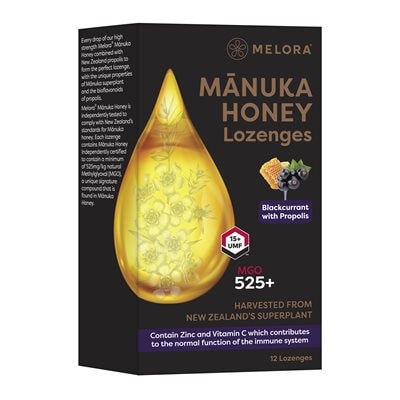 Manuka & Propolis Lozenges Blackcurrant 12st - Melora