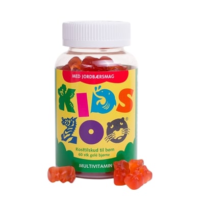 Multivitamin med Jordgubbssmak 60st tuggisar - Kids Zoo