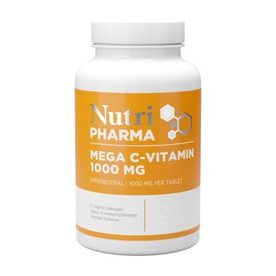 Mega C-Vitamin 1000 mg 120 tabletter - Nutri Pharma