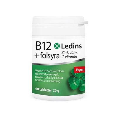 Vitamin B12 med folsyra 60 tabletter - Ledins