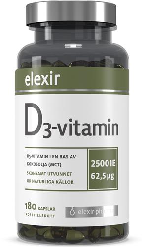D3 Vitamin 2500IE 180 kapslar - elexir pharma