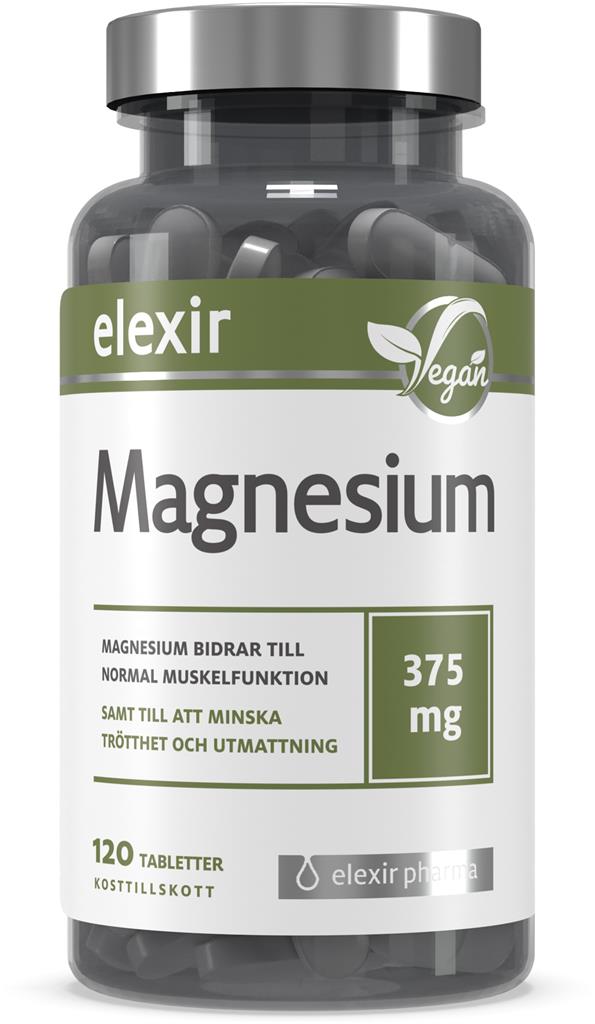 Magnesium 375mg 120 tabletter - elexir pharma