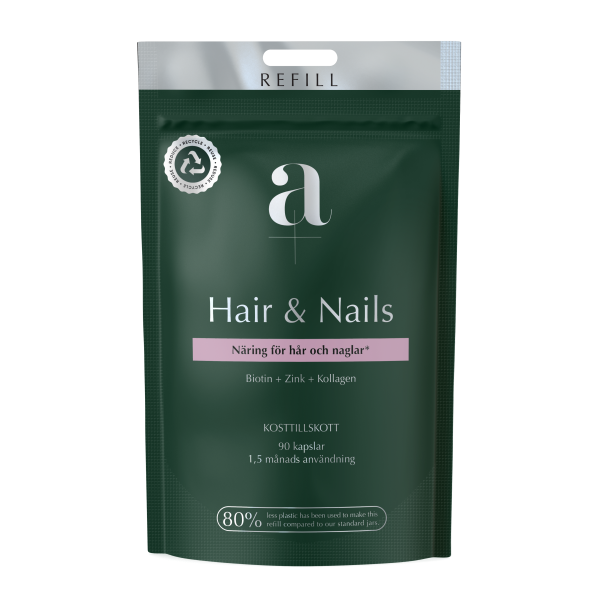 Hair & Nails 90 kapslar Refillpåse - A+