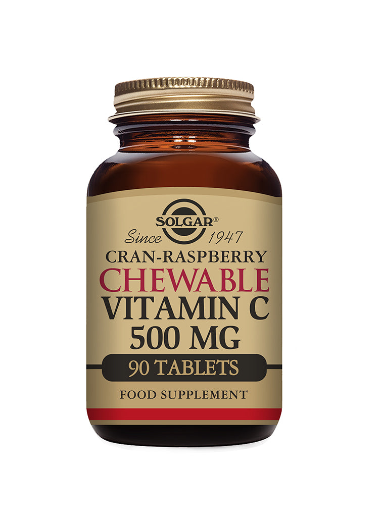 Chewable Vitamin C 500mg Natural Cran- Raspberry Flavour 90 tuggtabletter - Solgar