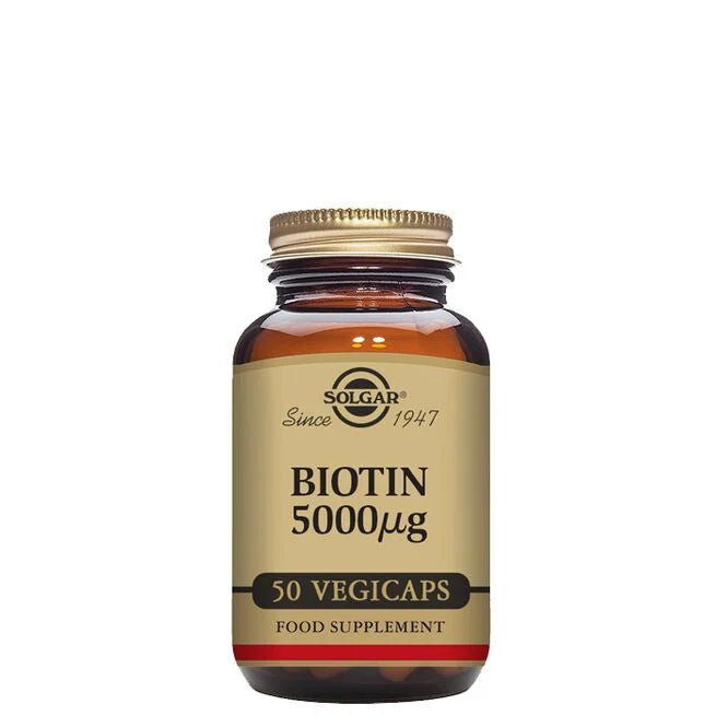 Biotin 5000 ug, 50 kapslar - Solgar