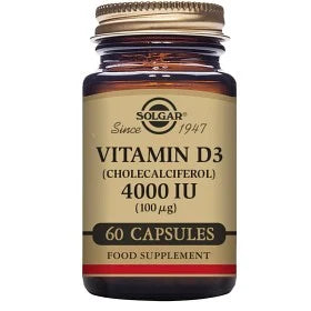 Vitamin D3 (Cholecalciferol) 4000 IU (100 µg) 60 kapslar - Solgar