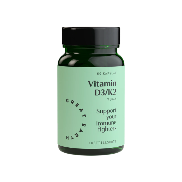 Vitamin D3/K2 60 kapslar - Great Earth