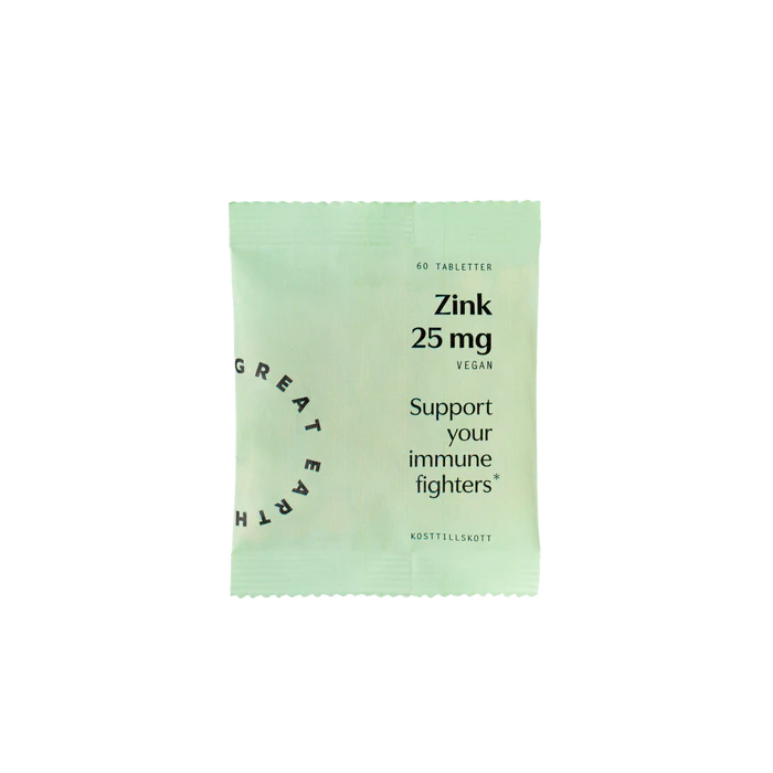 Zink 25 mg refill 60 tabletter - Great Earth