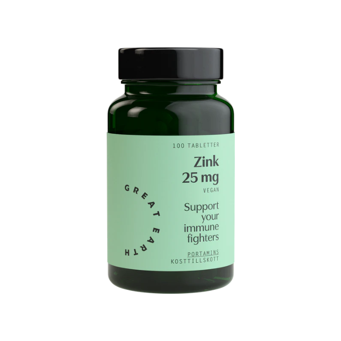 Zink 25 mg 100 tabletter - Great Earth